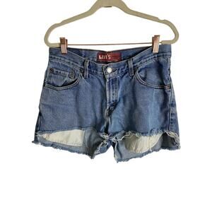 Levi's 550 Jean Shorts Husky Relaxed Fit Cut-Off Mid Rise Denim Blue Size 31